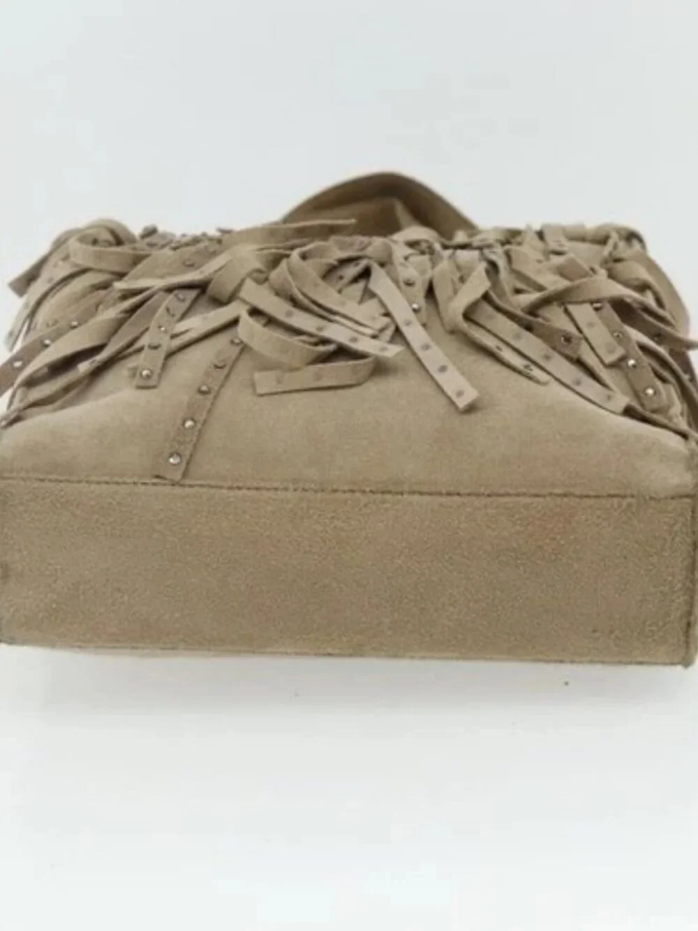 CHANEL Hand Bag Suede Beige Silver CC Auth BA12233